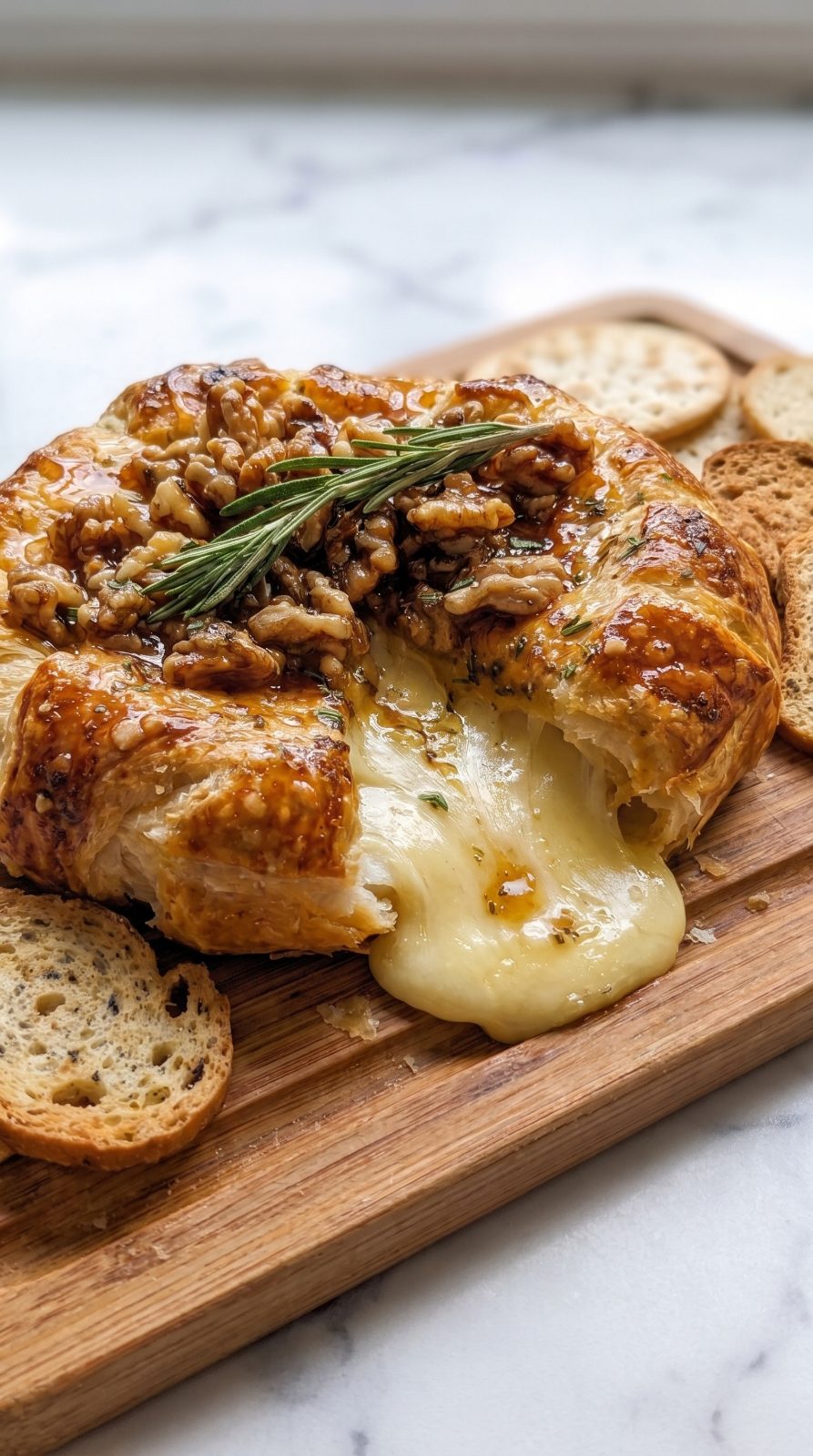 Baked Brie in Puff Pastry with Honey & Walnuts