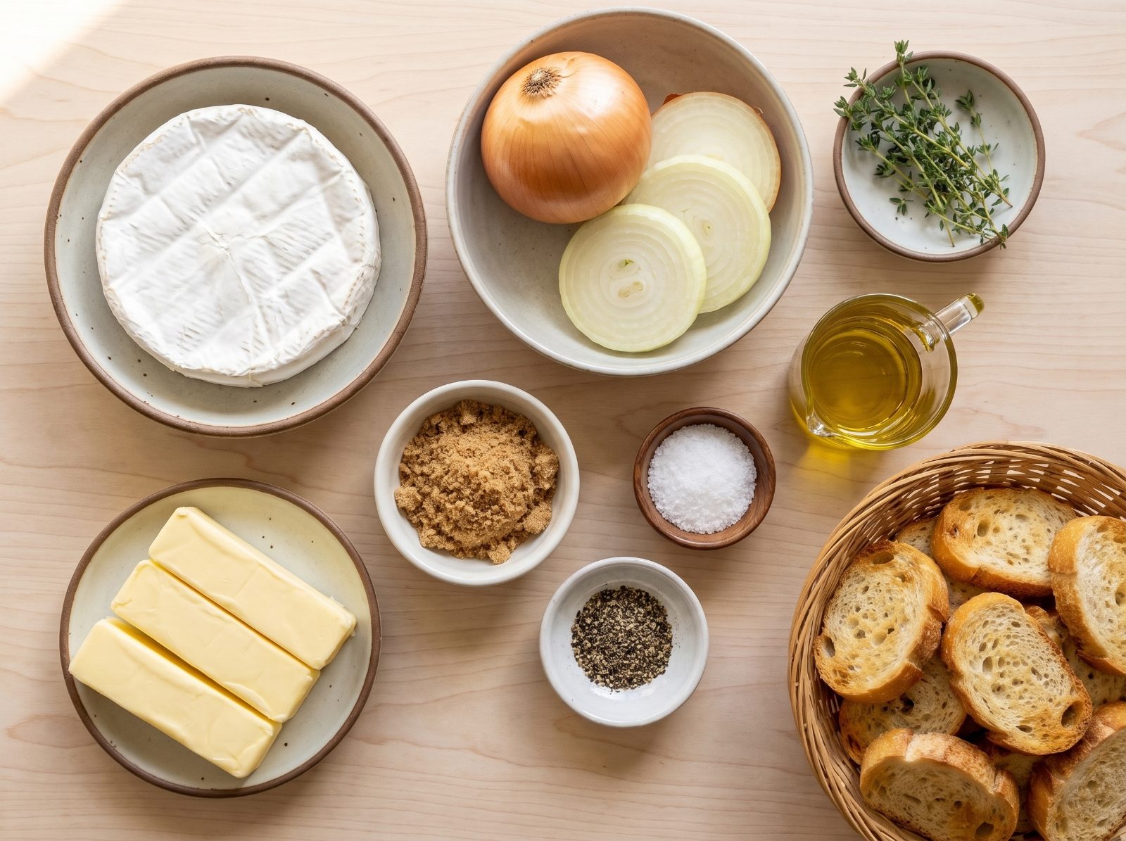 Baked Brie with Caramelized Onions ingredients