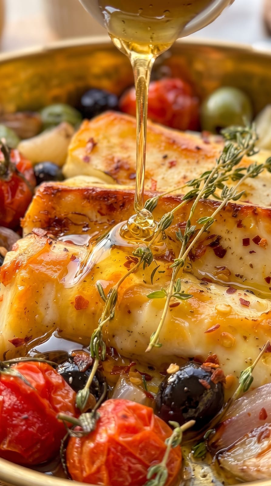 Baked Halloumi with Tomatoes & Hot Honey | Easy Mediterranean Oven Recipe