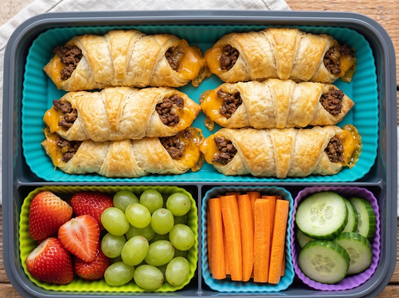Beef & Cheddar Crescent Taco Bento Box ingredients