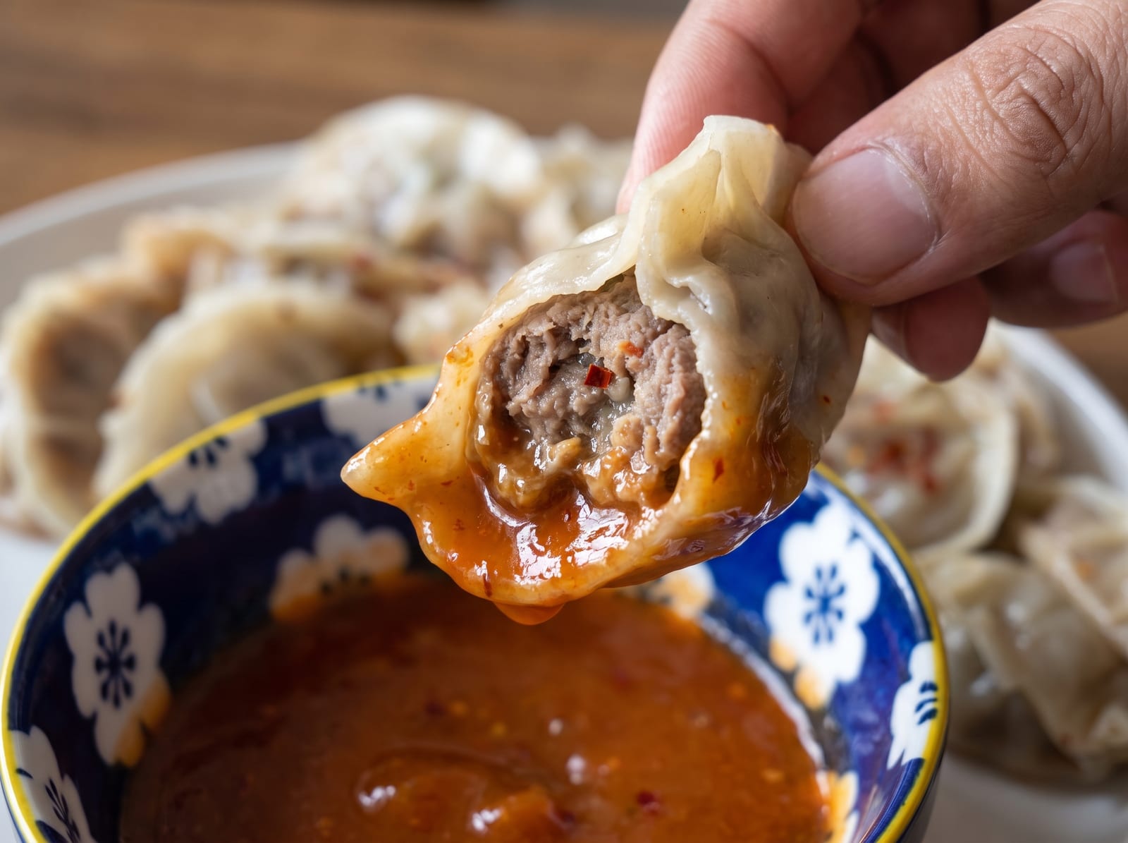 Beef Momos with Sweet Chilli Sauce | Juicy Homemade Steamed Dumplings