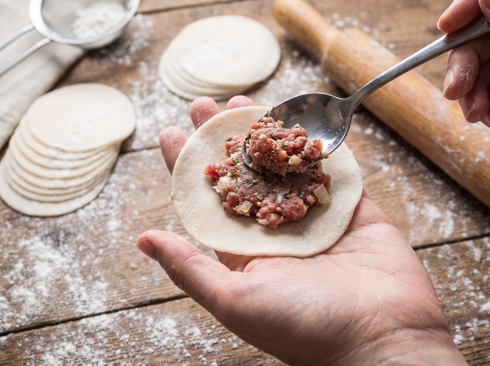 Beef Momos with Sweet Chilli Sauce | Juicy Homemade Steamed Dumplings — step 5