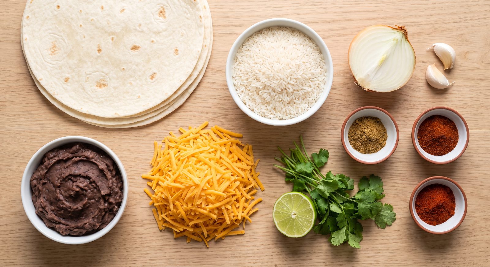 Cheesy Bean and Rice Burritos ingredients