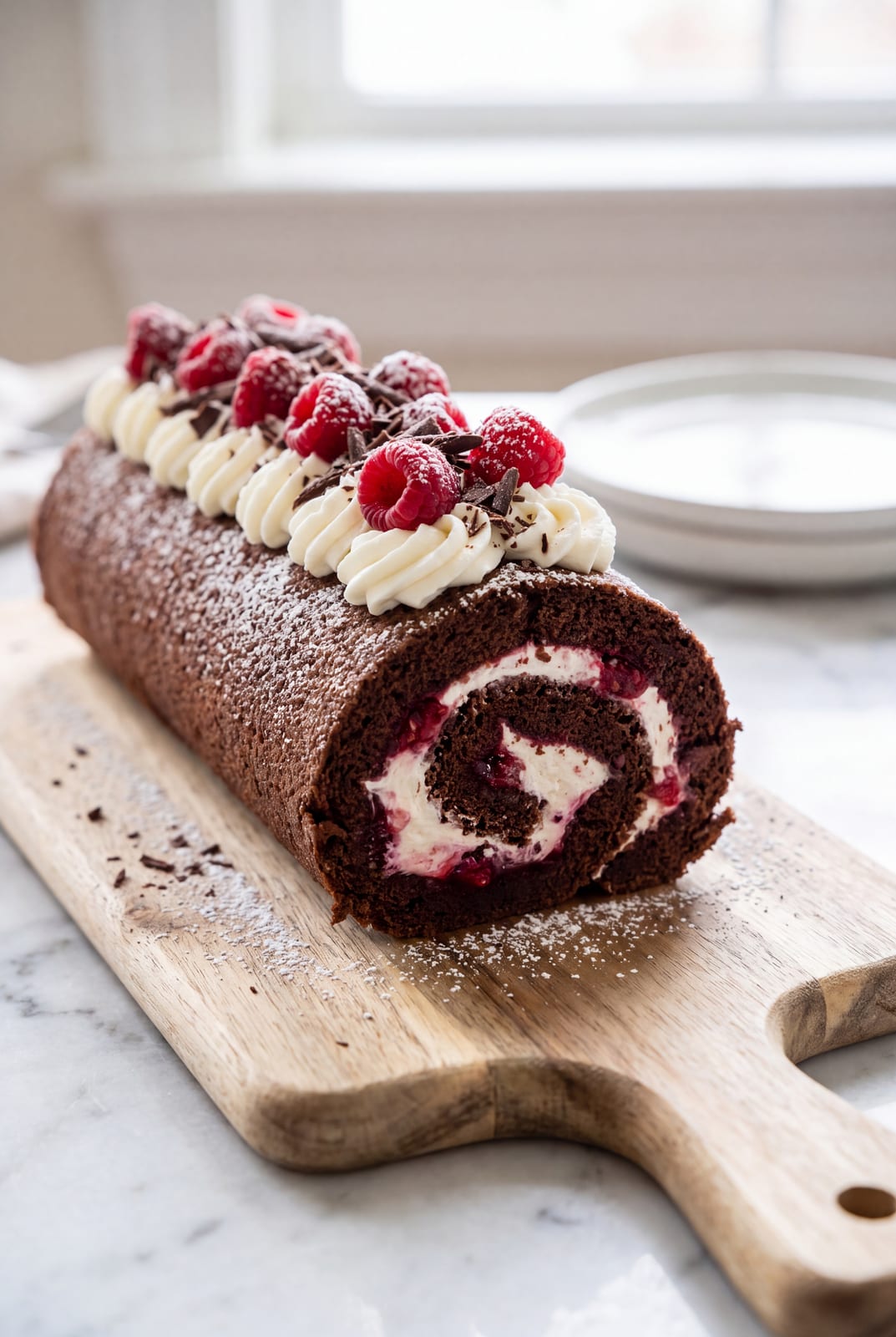 Chocolate Raspberry Swiss Roll
