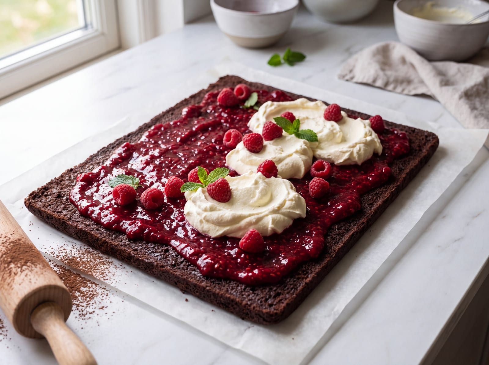 Chocolate Raspberry Swiss Roll — step 9