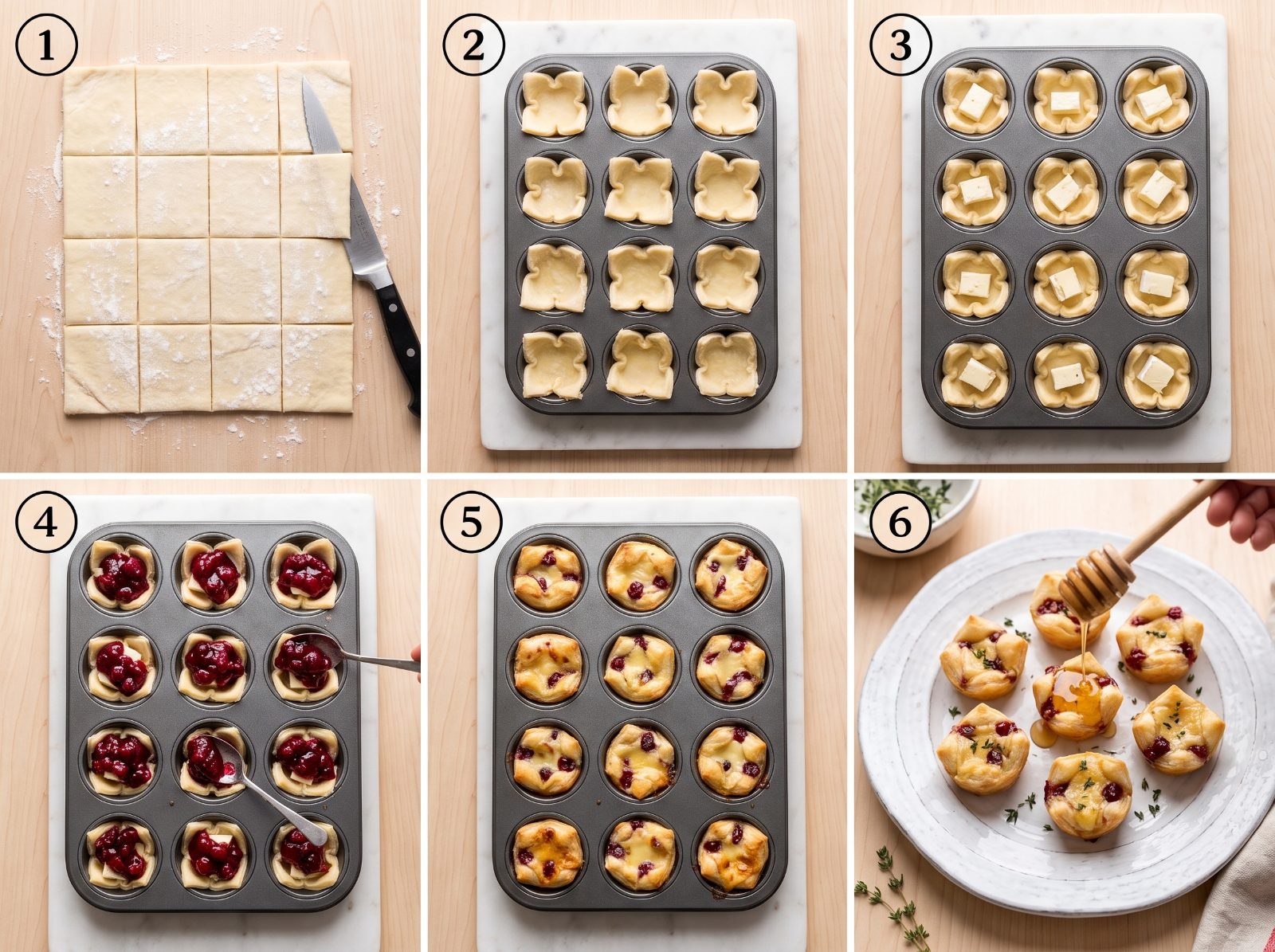 Cranberry Brie Puff Bites with Thyme & Honey — step 4