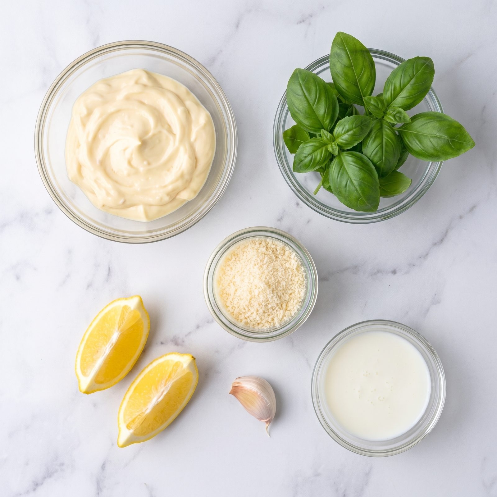 Creamy Basil Salad Dressing ingredients