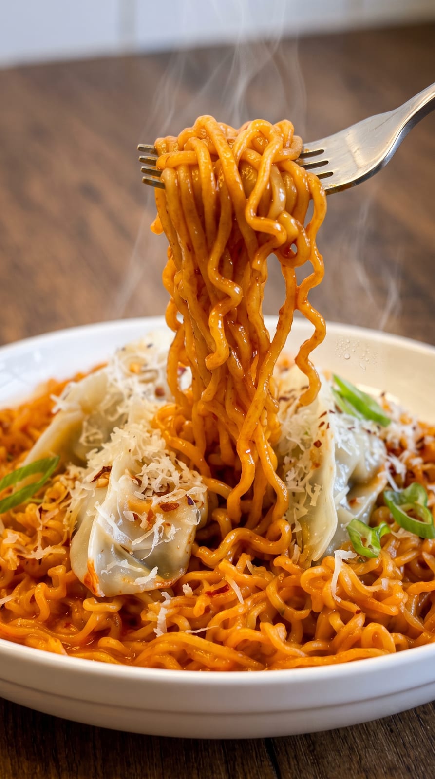 Creamy Cheesy Buldak Ramen with Dumplings | Viral Spicy Korean Noodles