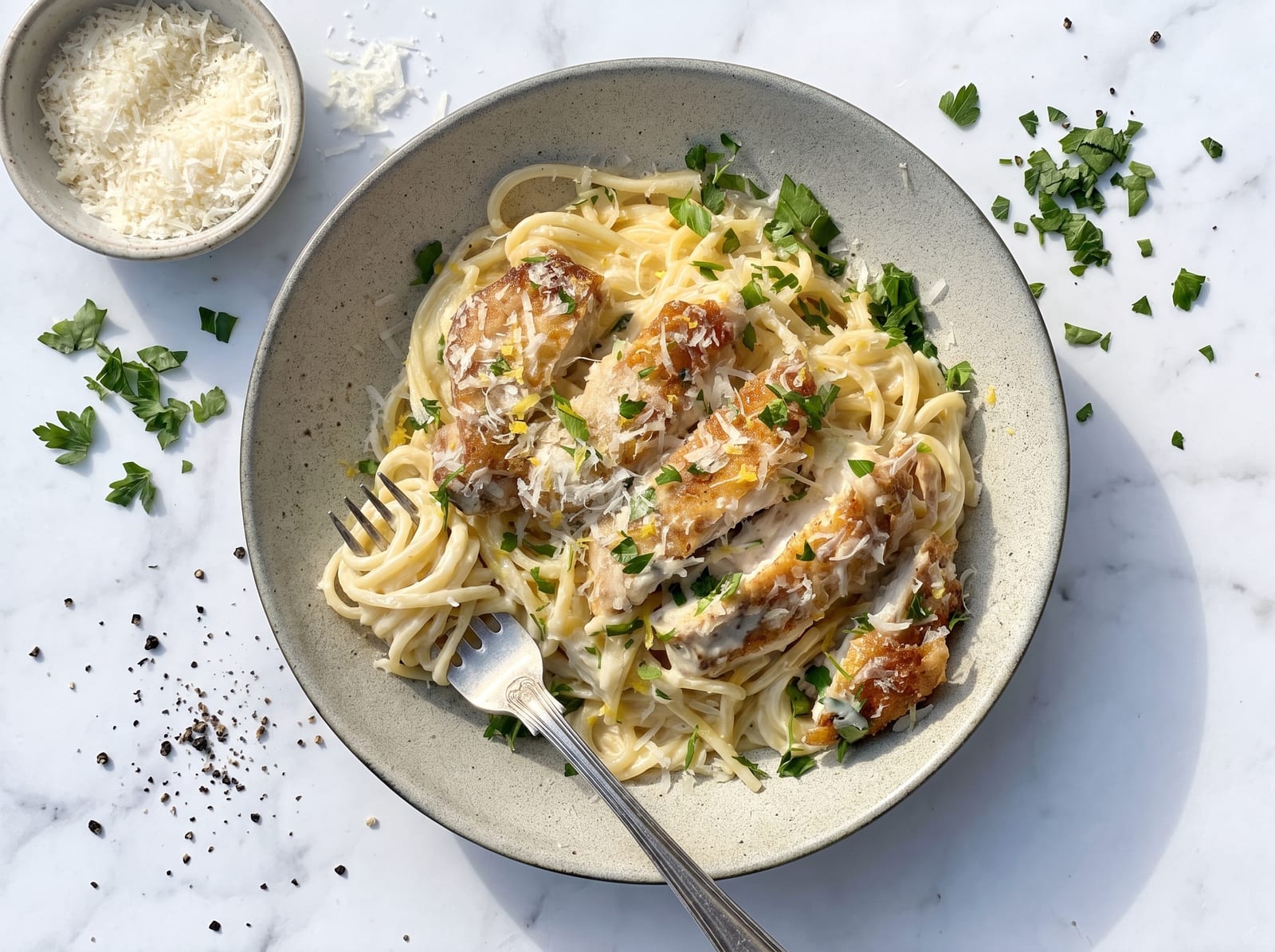 Creamy Garlic Parmesan Chicken Pasta — step 1