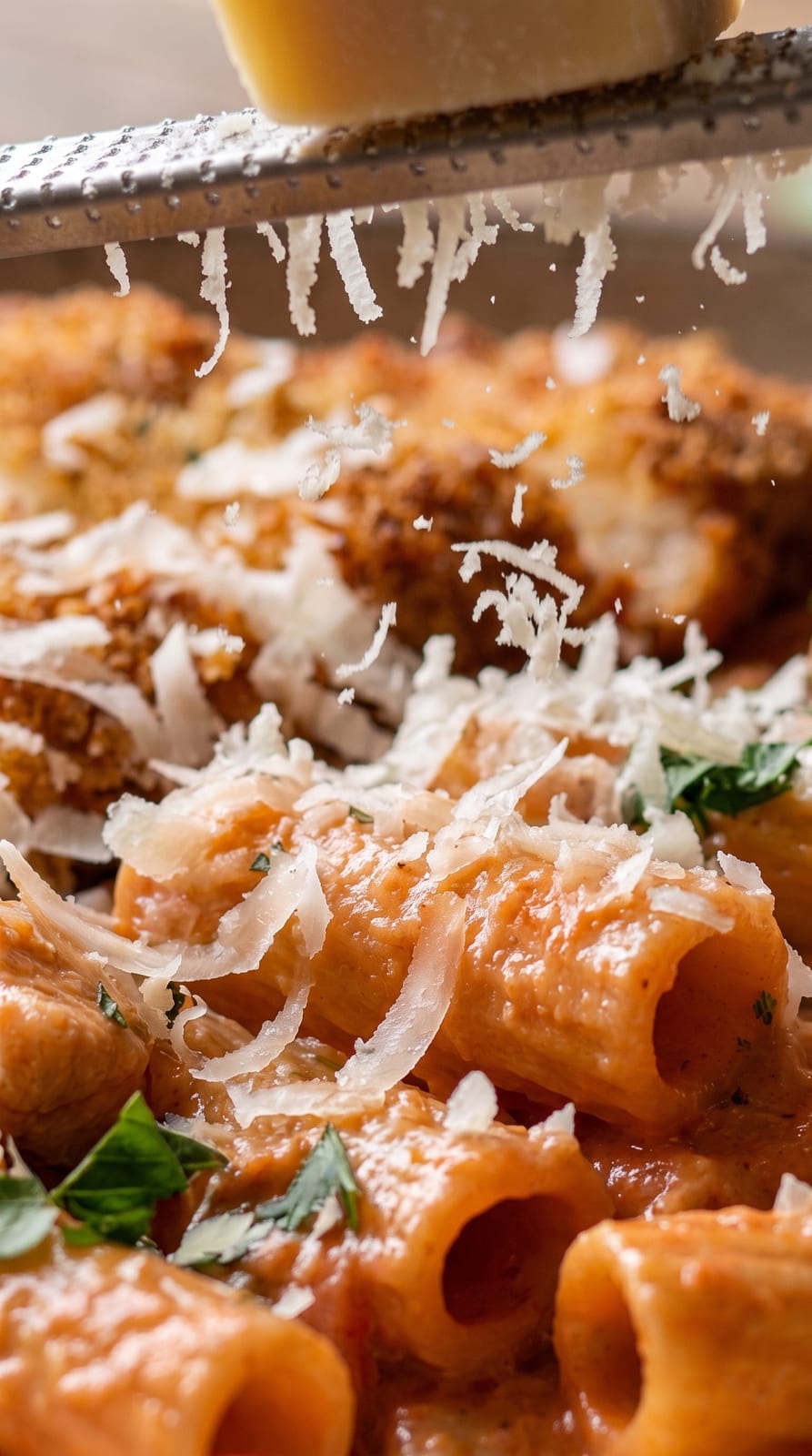 Creamy Pink Parmesan Pasta | Crispy Parmesan Chicken Dinner