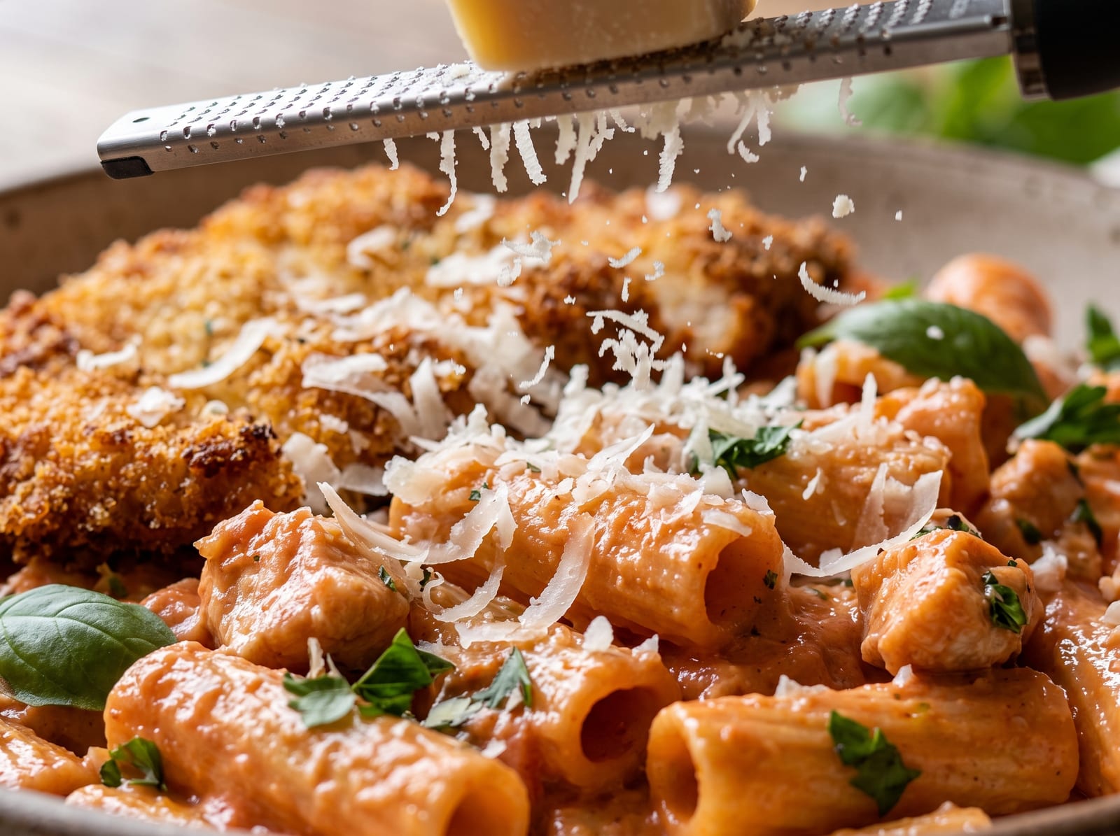 Creamy Pink Parmesan Pasta | Crispy Parmesan Chicken Dinner — step 12