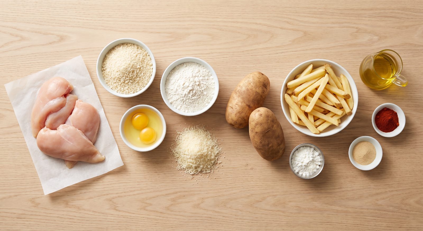 Crispy Baked Chicken Nuggets with Parmesan Fries ingredients