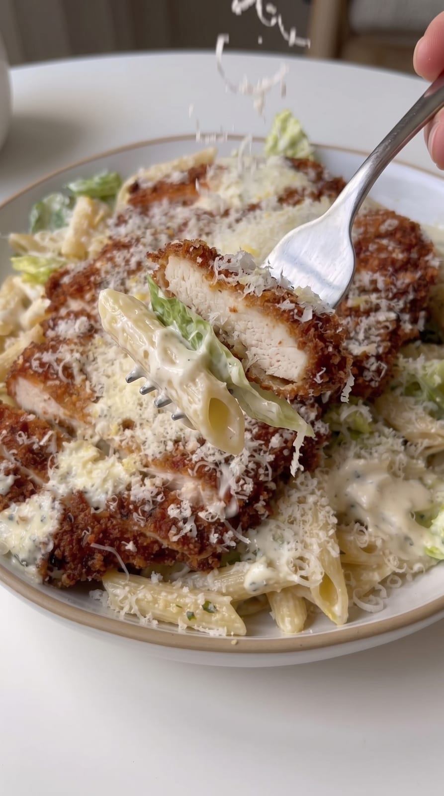 Crispy Chicken Caesar Pasta Salad