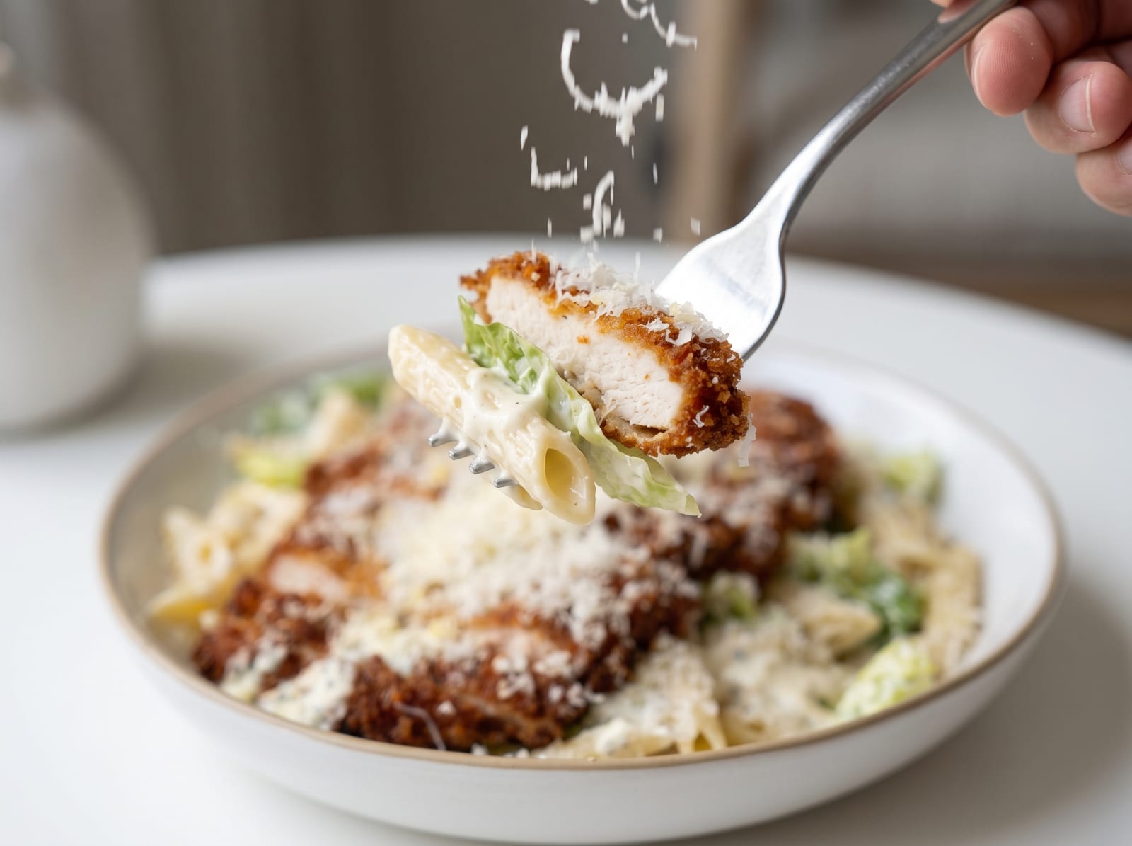 Crispy Chicken Caesar Pasta Salad — step 1
