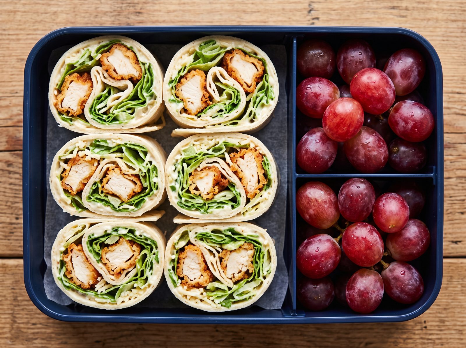 Crispy Chicken Caesar Wrap Bento Box ingredients