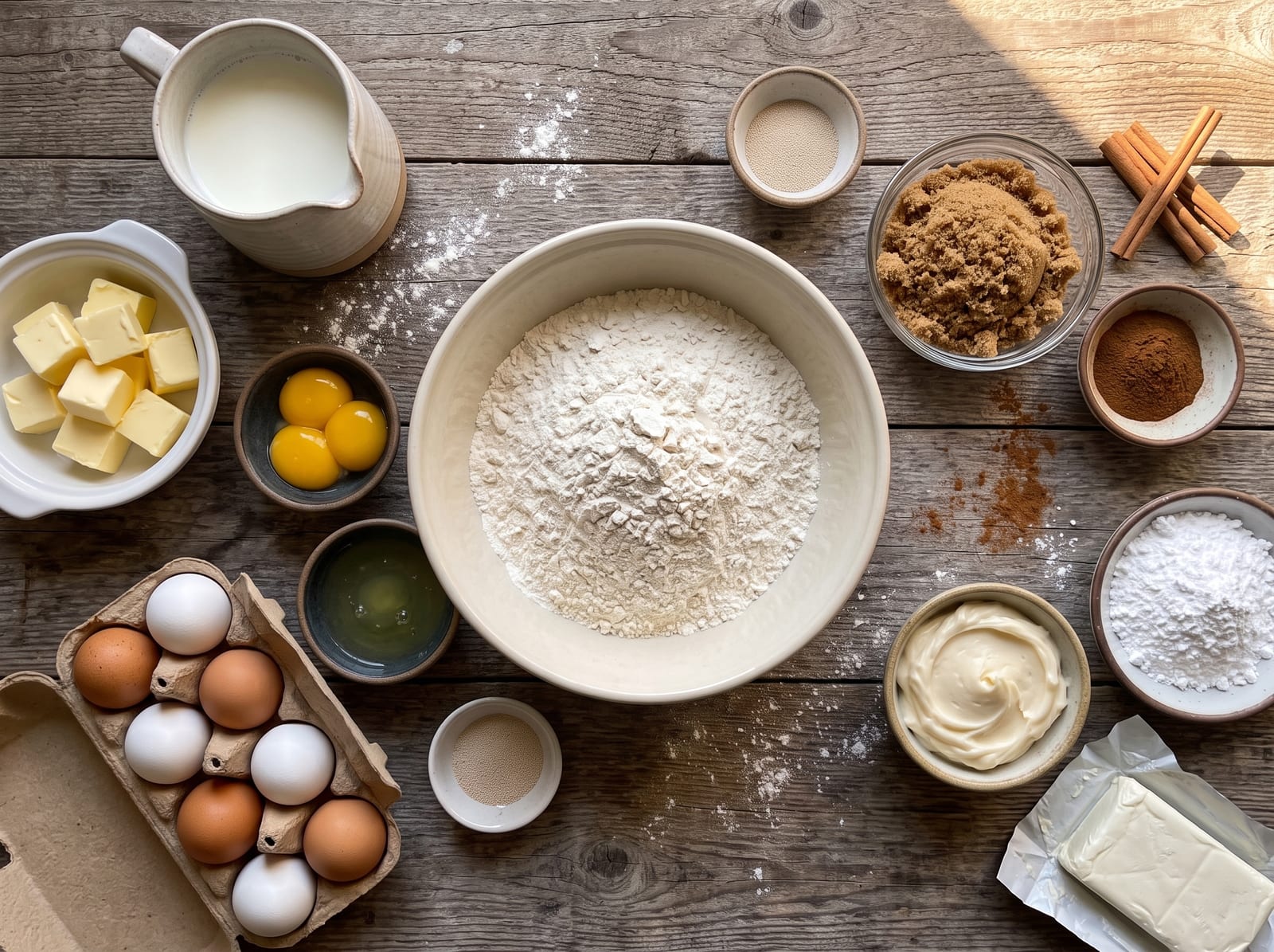 Fluffy Cinnamon Rolls with Cream Cheese Frosting ingredients