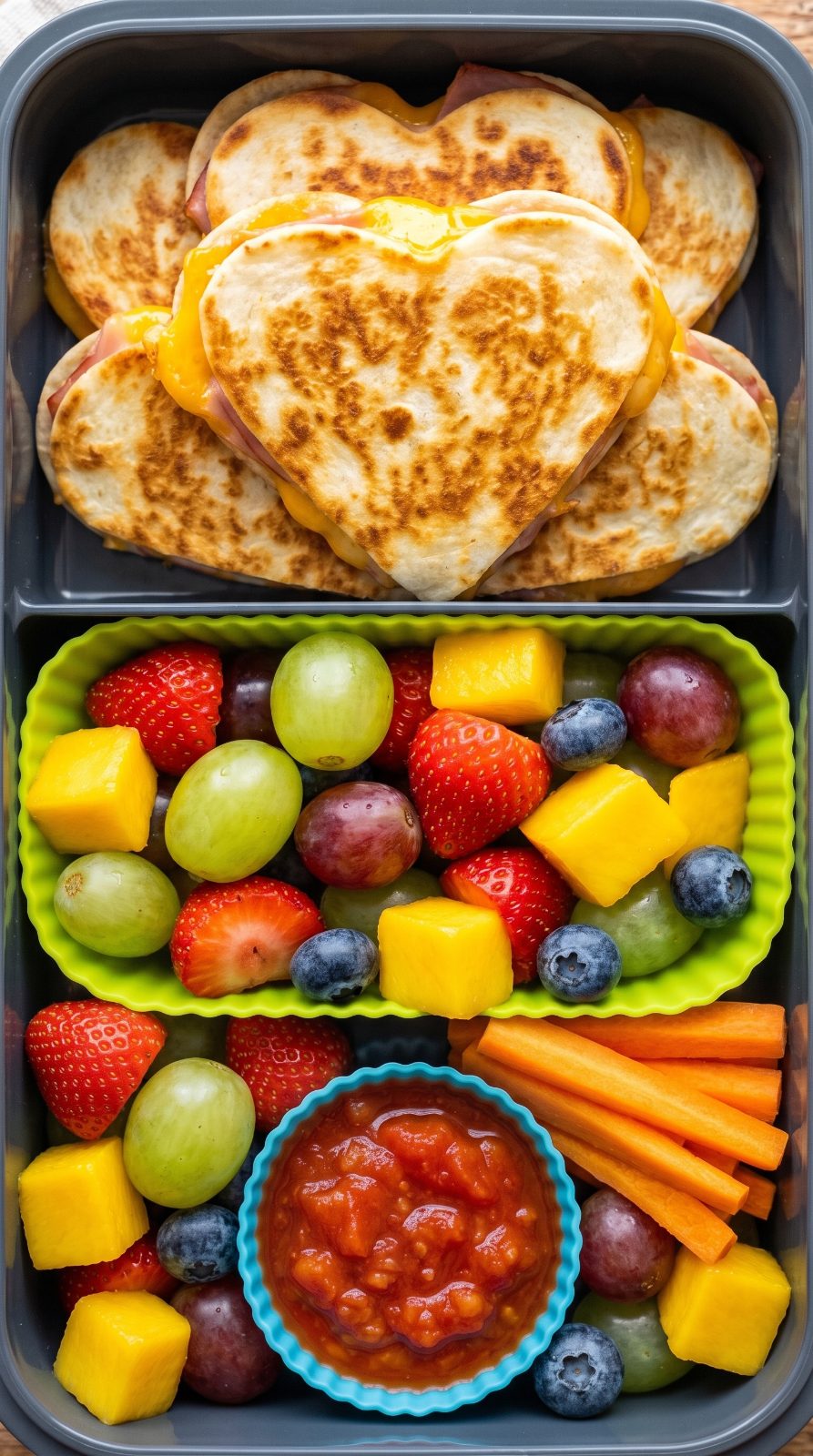 Heart Ham & Cheese Quesadilla Bento Box