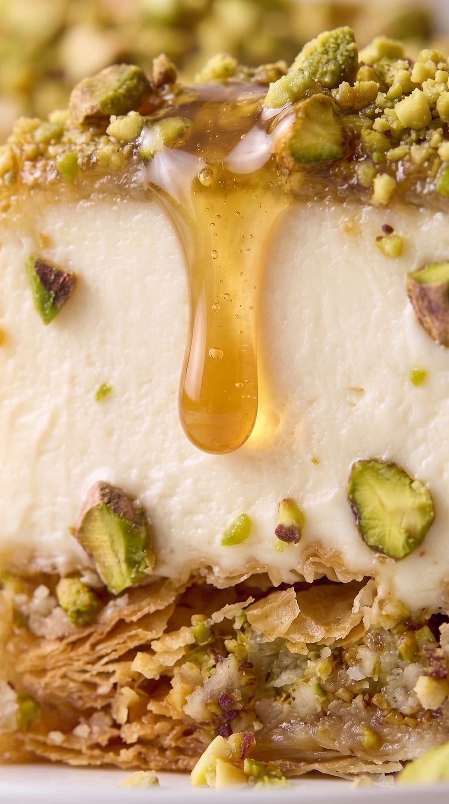 Honey Pistachio Baklava Cheesecake