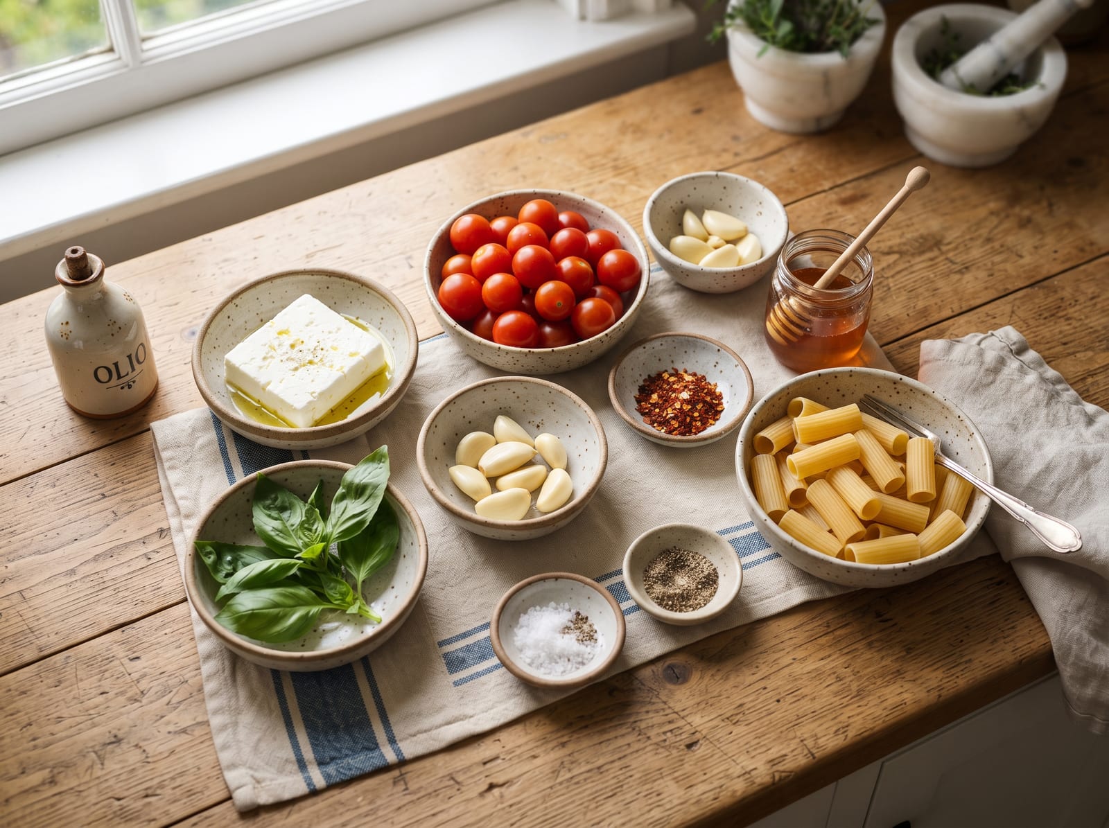 Hot Honey Baked Feta Pasta | Sweet & Spicy Viral Dinner ingredients