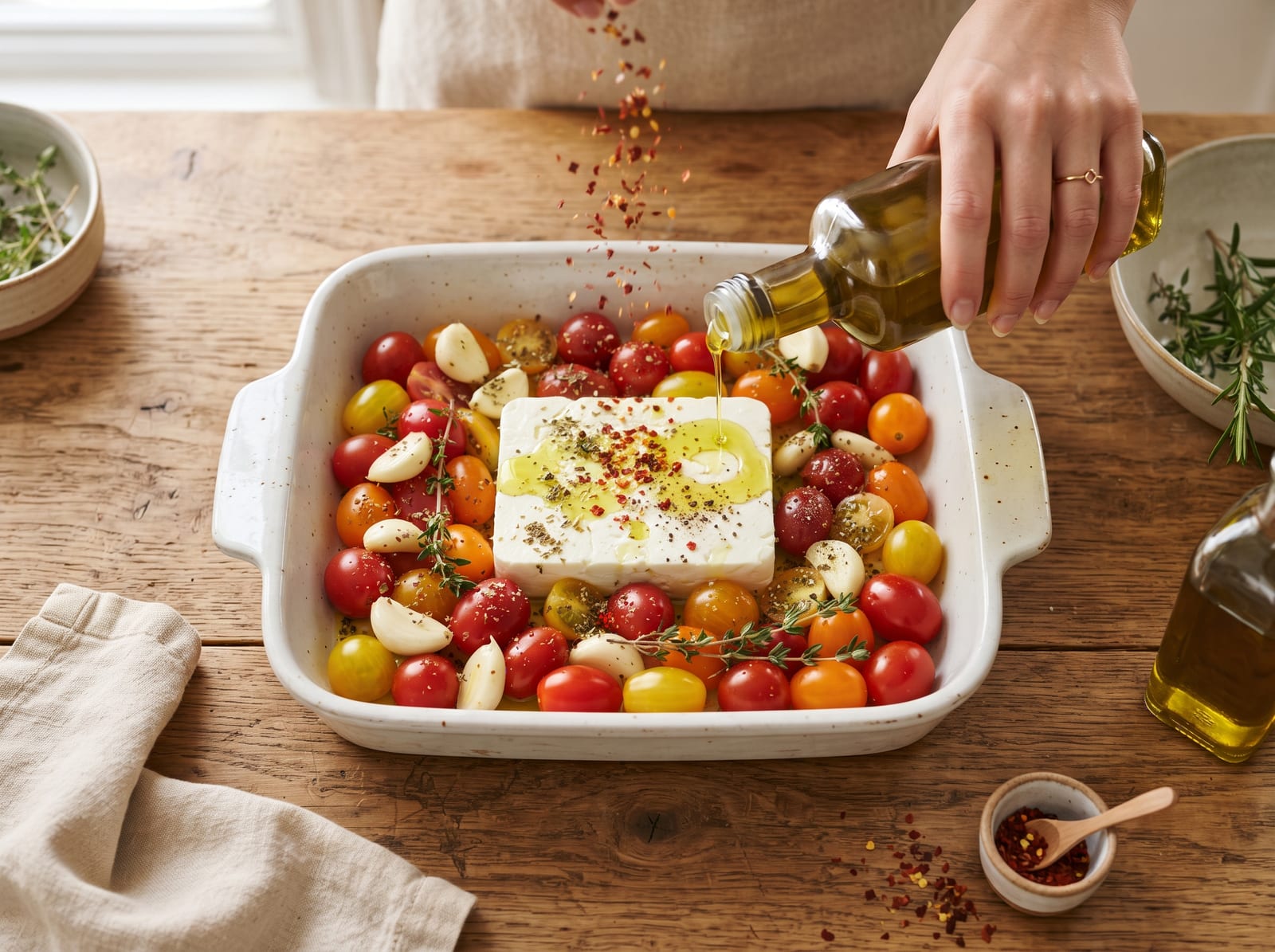 Hot Honey Baked Feta Pasta | Sweet & Spicy Viral Dinner — step 1