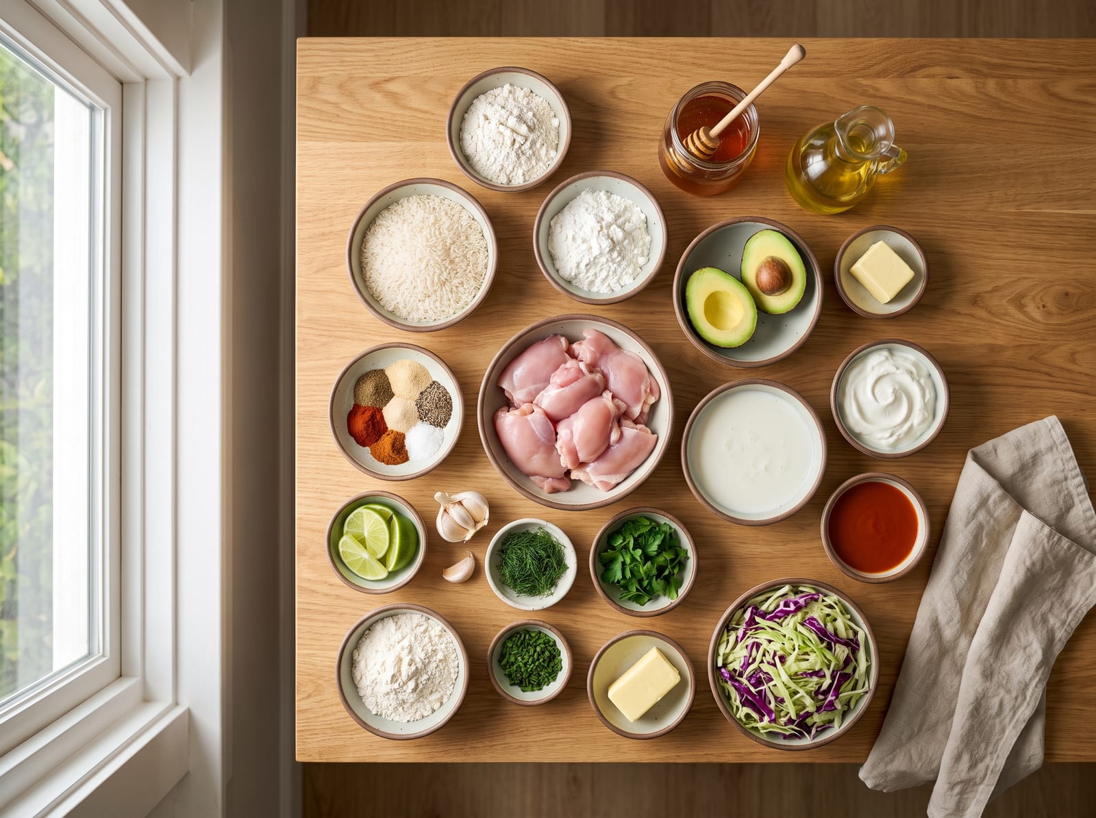 Hot Honey Buffalo Chicken Bowl | Crispy Chicken & Creamy Avocado Ranch ingredients