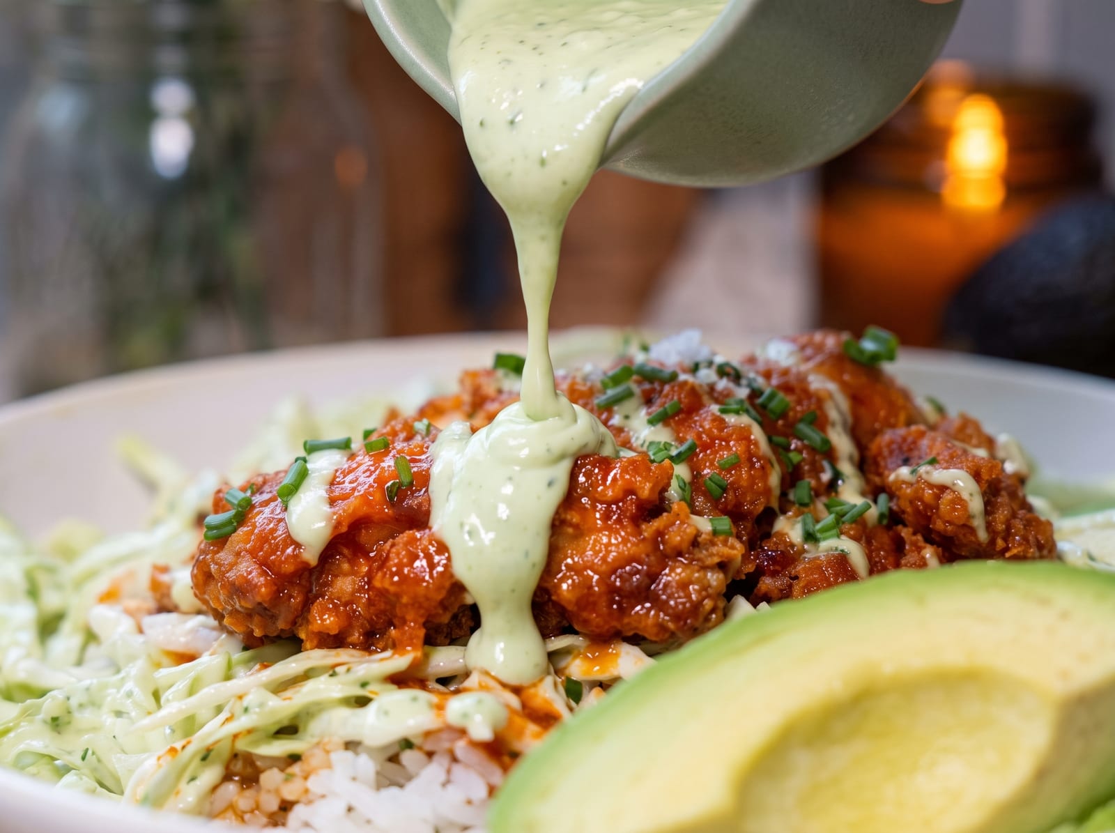 Hot Honey Buffalo Chicken Bowl | Crispy Chicken & Creamy Avocado Ranch — step 10
