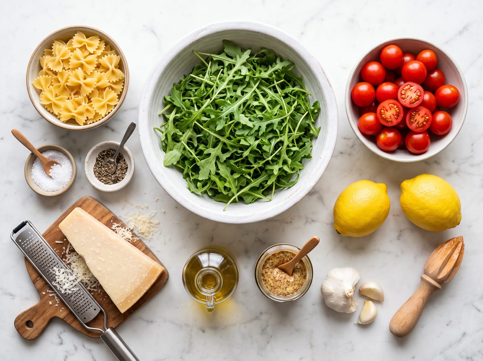 Lemon Arugula Pasta Salad ingredients