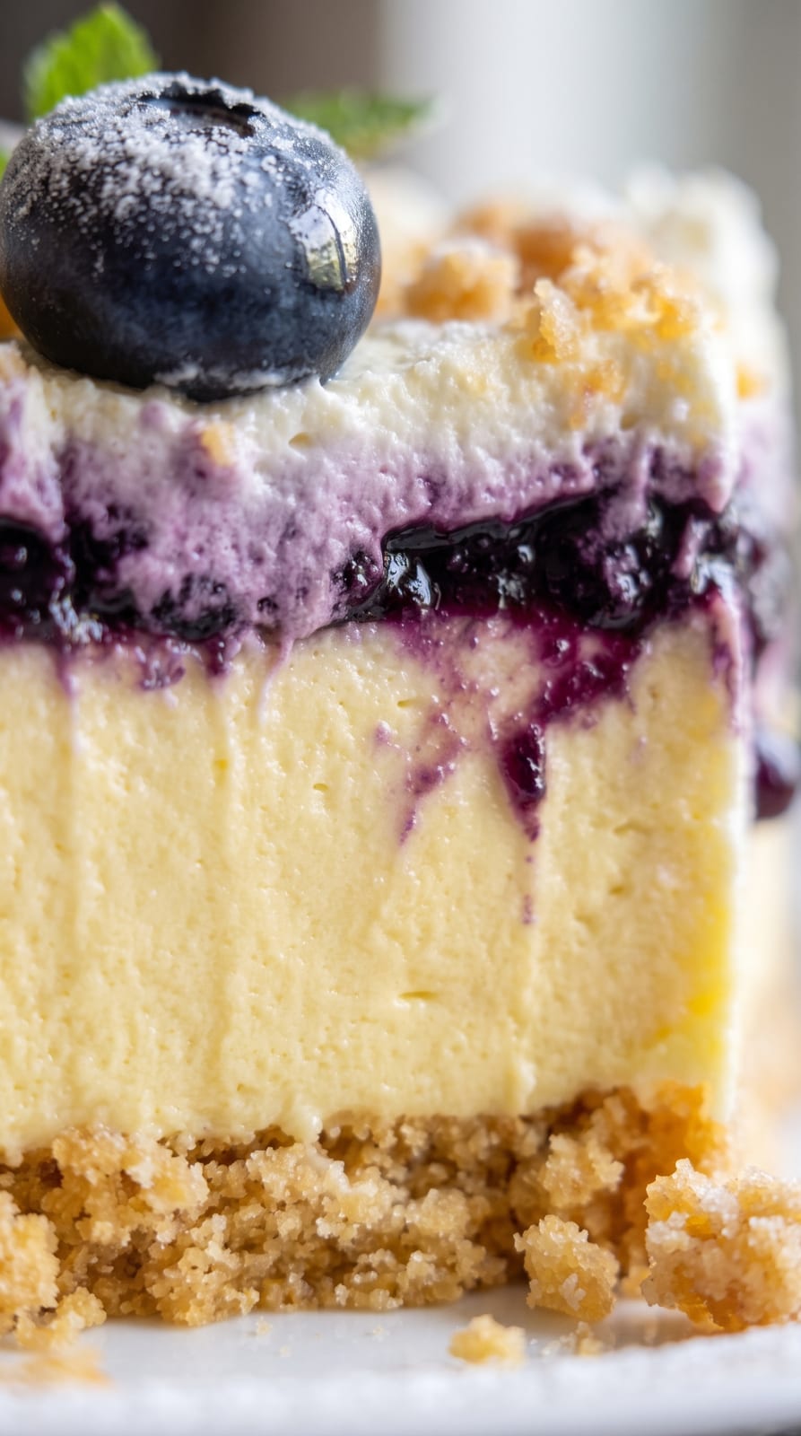 Lemon Blueberry Shortbread Mousse Cake