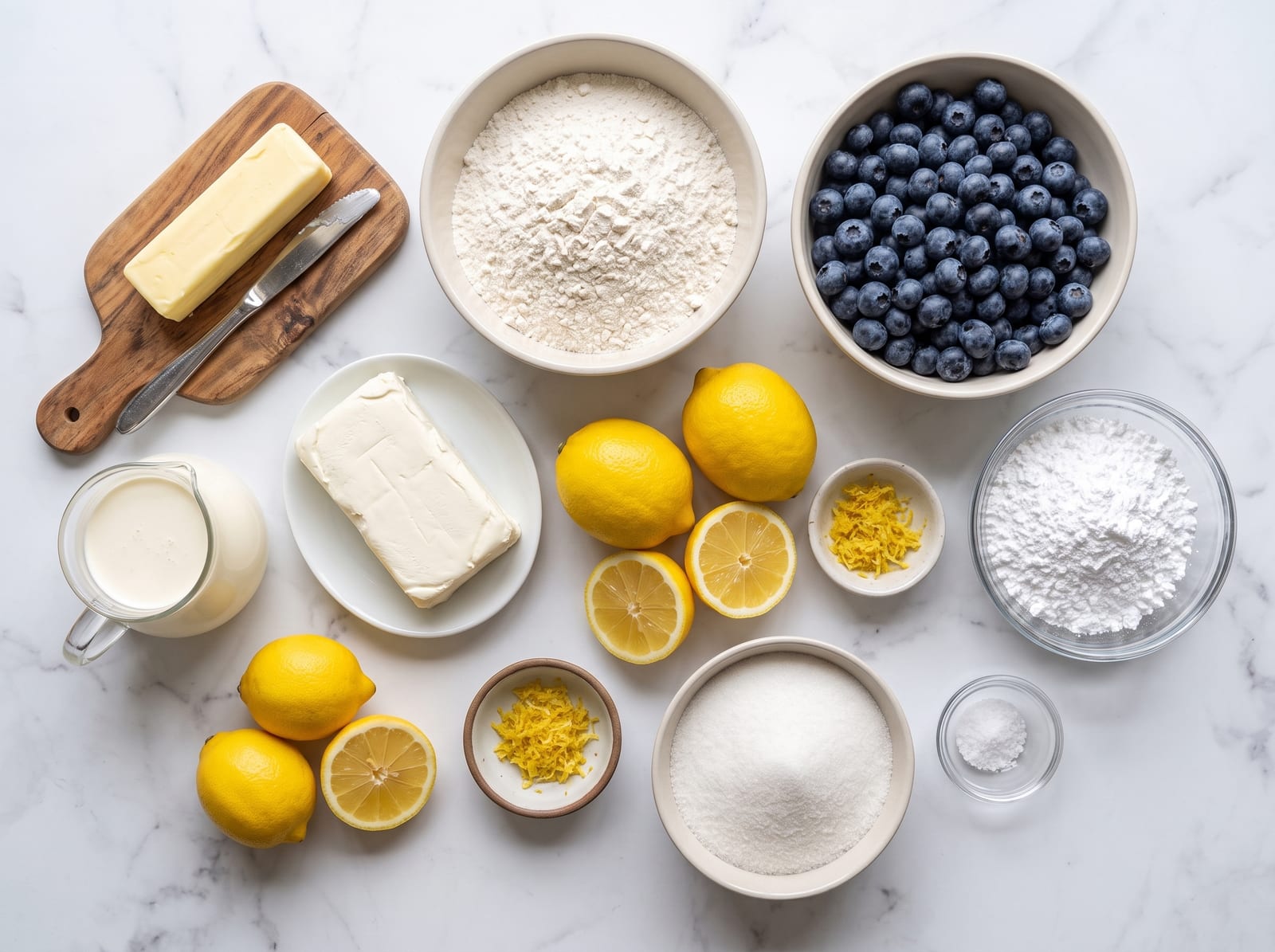 Lemon Blueberry Shortbread Mousse Cake ingredients