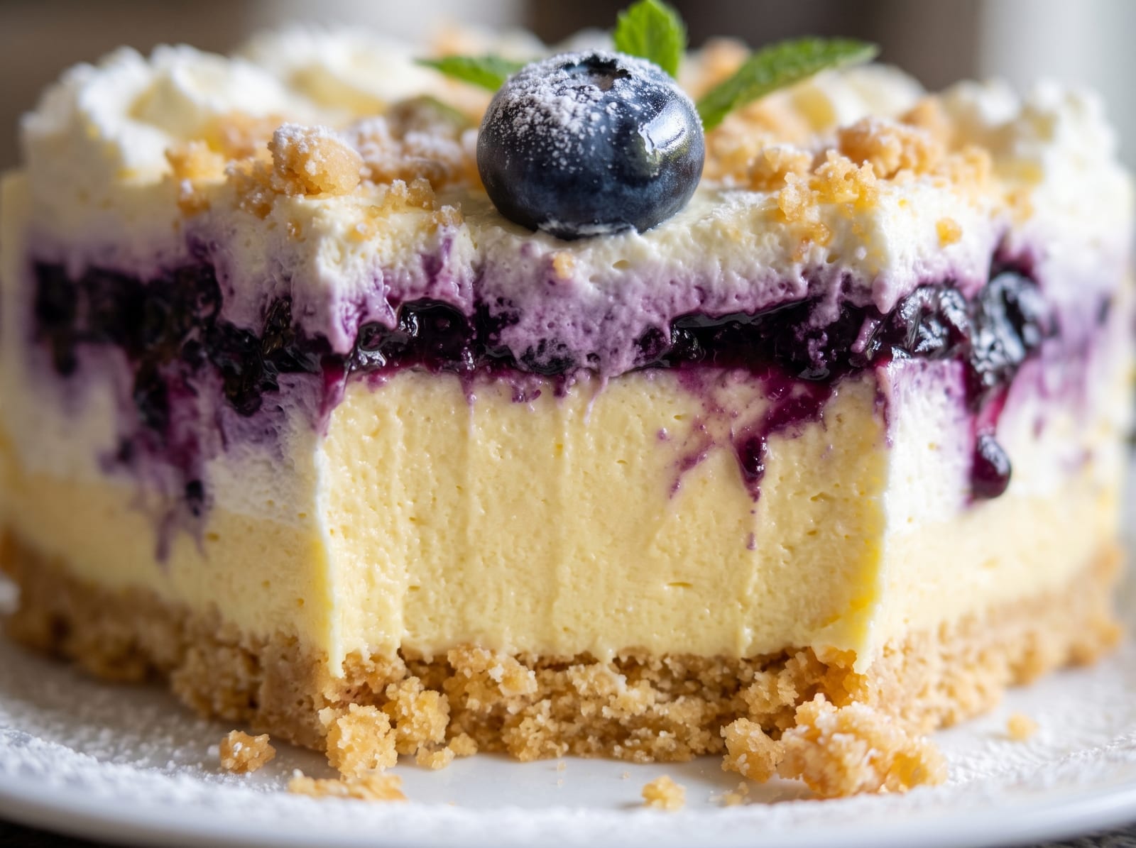 Lemon Blueberry Shortbread Mousse Cake — step 1