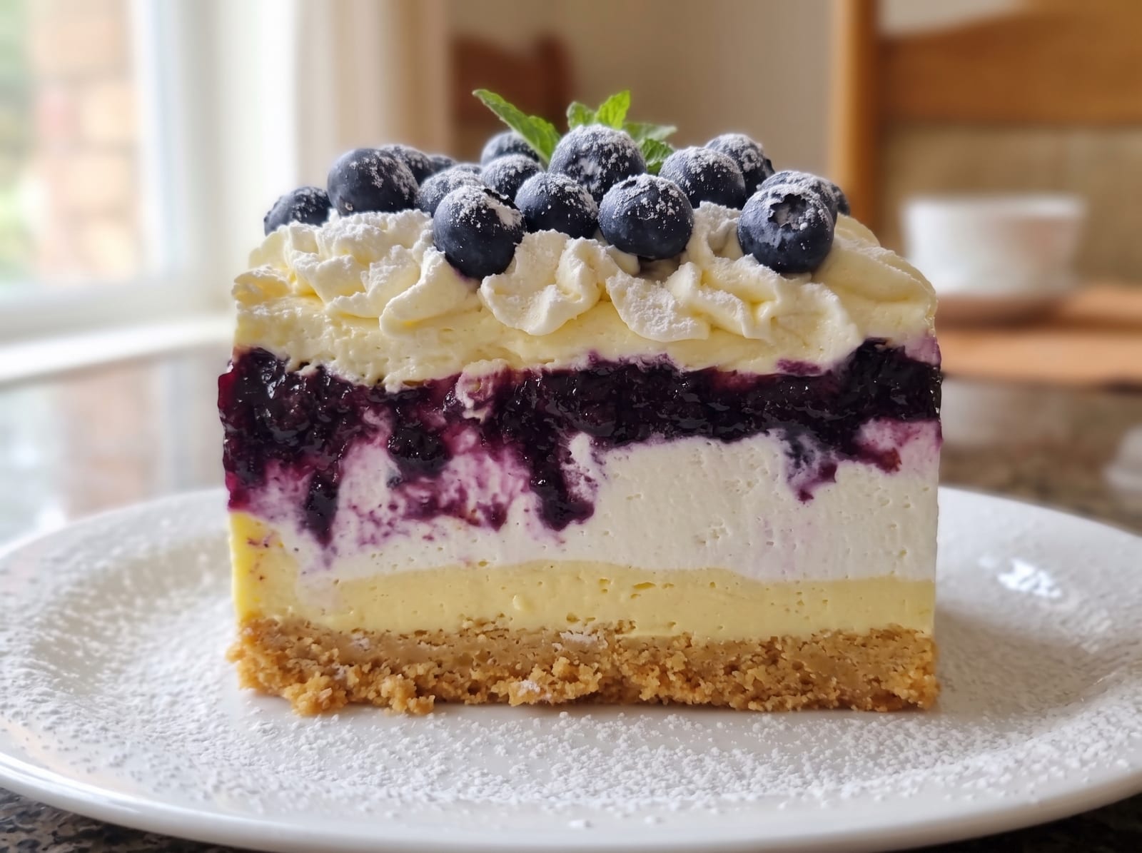 Lemon Blueberry Shortbread Mousse Cake — step 3