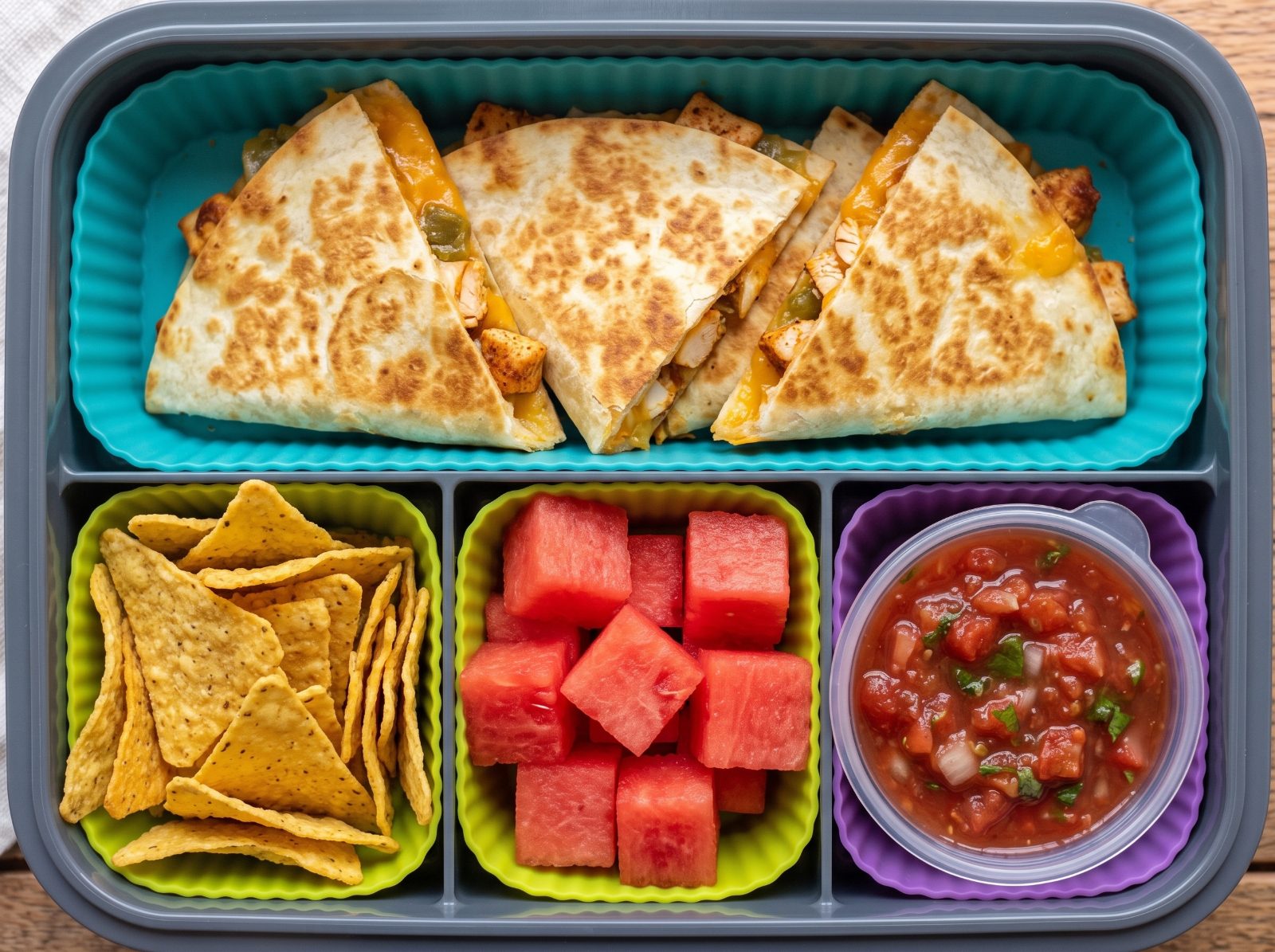 Mini Chicken Quesadilla Bento Box ingredients