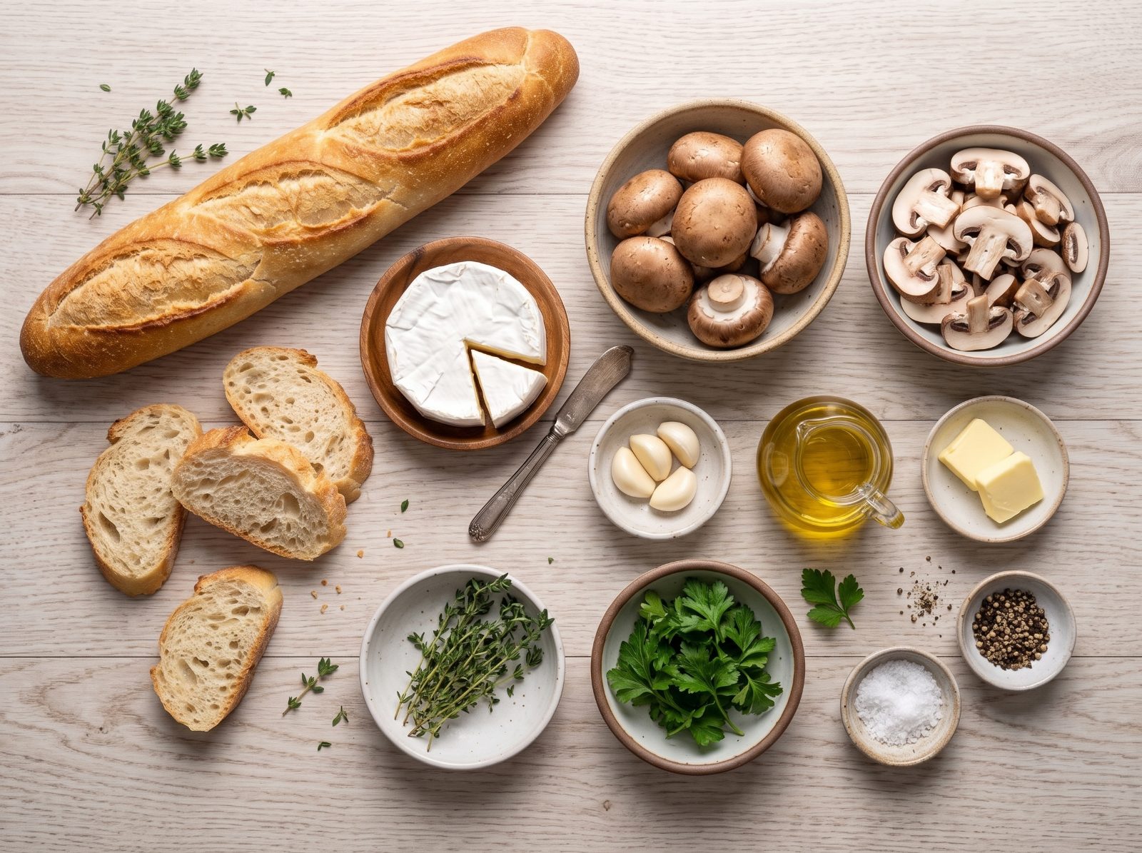 Mushroom Brie Crostini ingredients