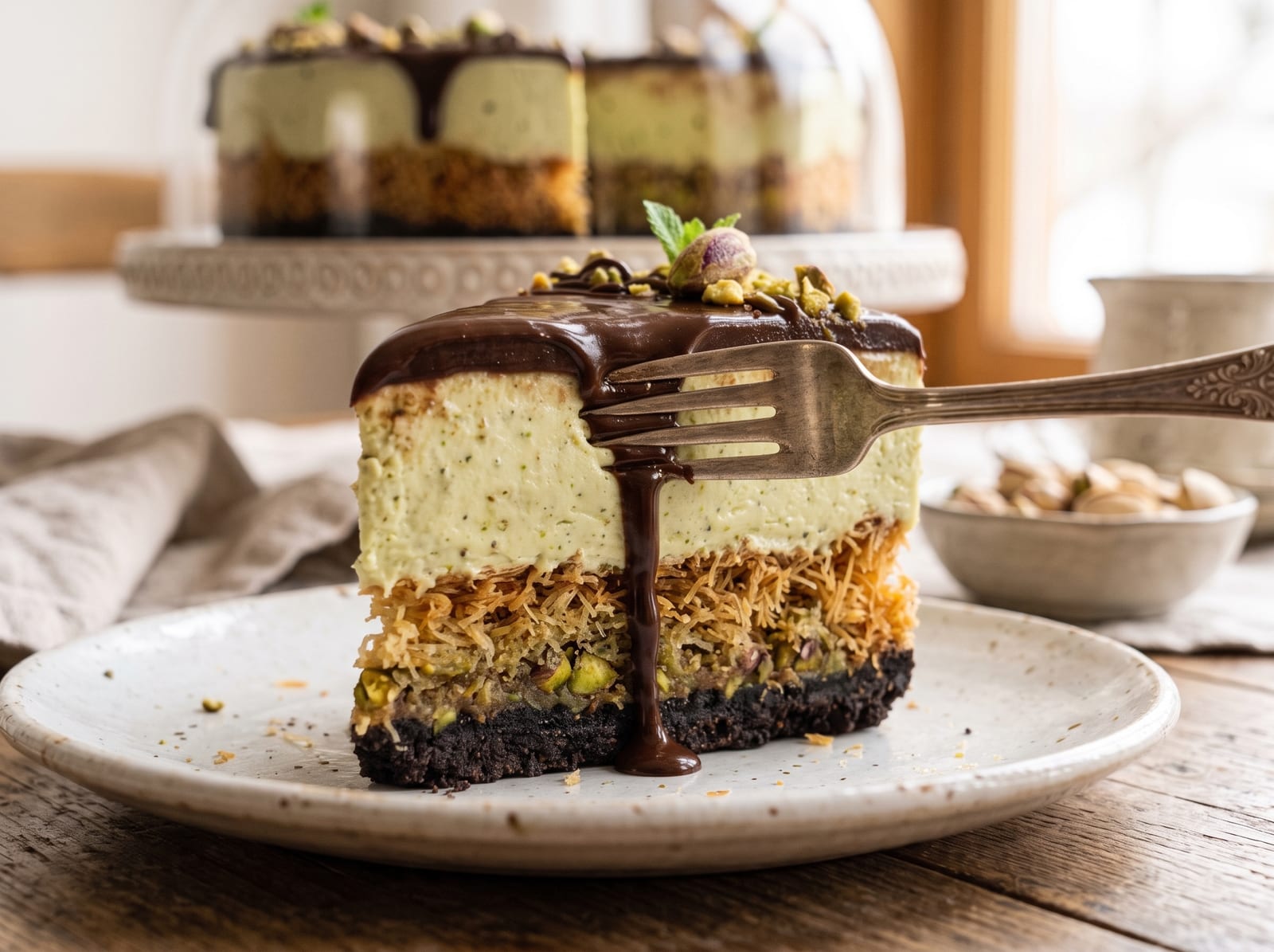 No-Bake Pistachio Knafeh Cheesecake ingredients