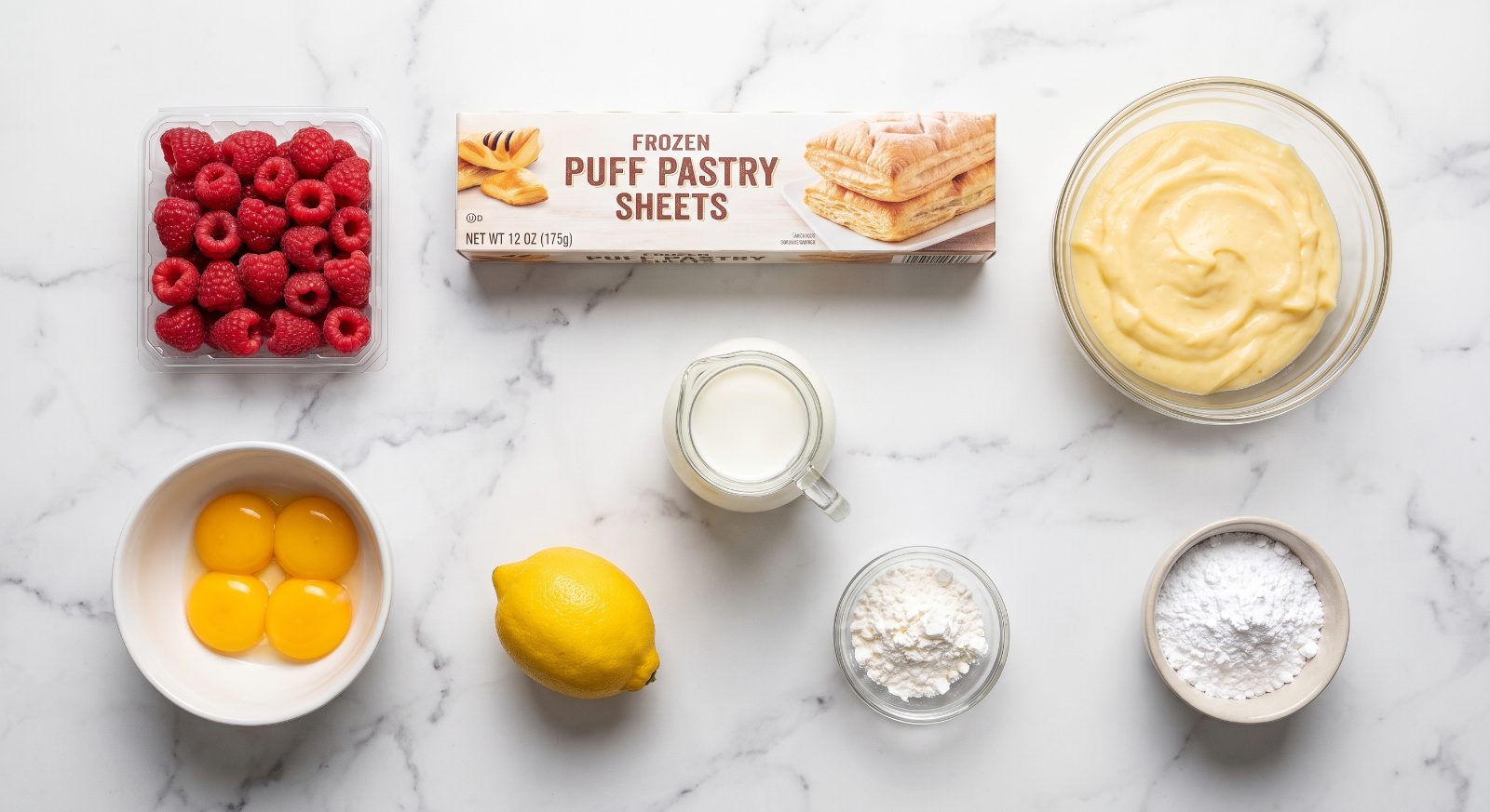 Raspberry Puff Pastry Tarts ingredients