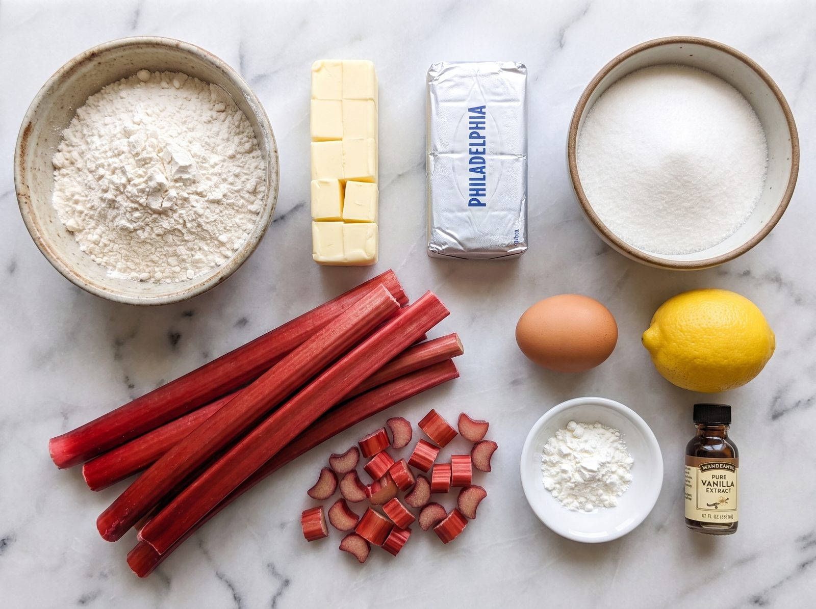 Rhubarb Cream Cheese Bars ingredients