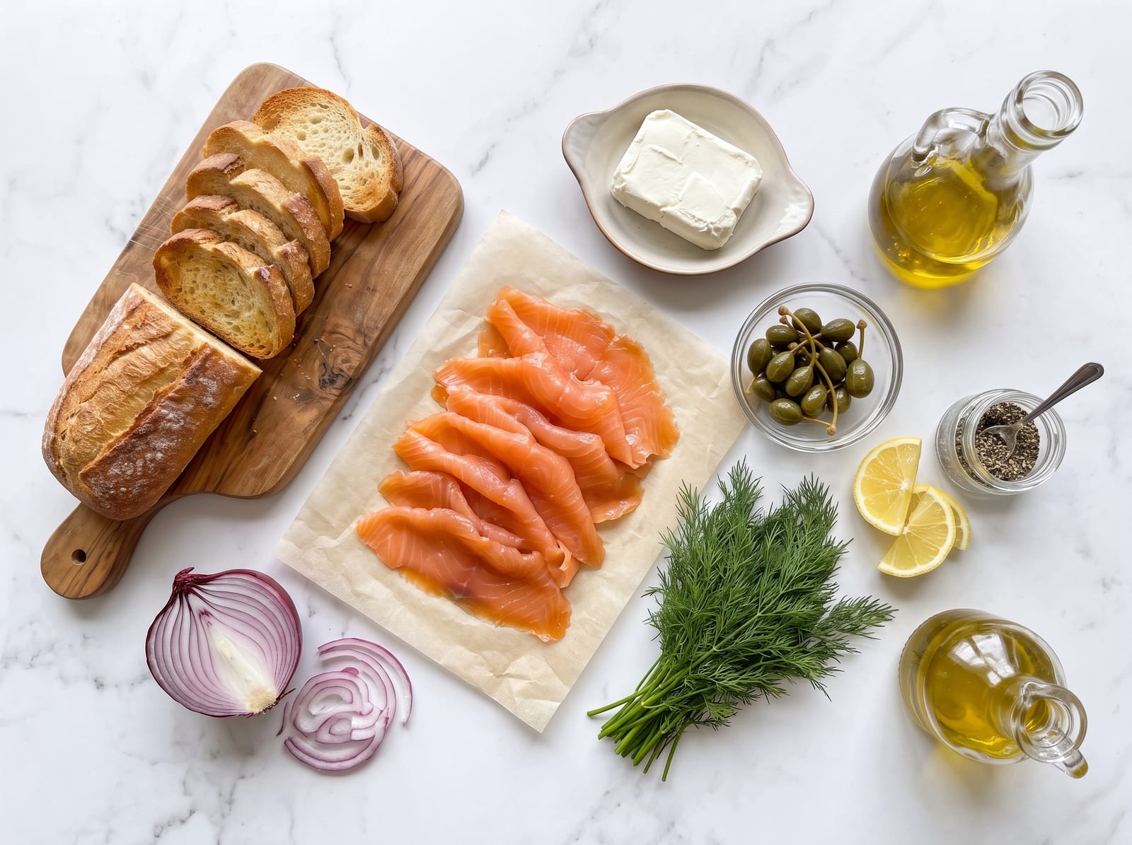 Smoked Salmon Crostini ingredients