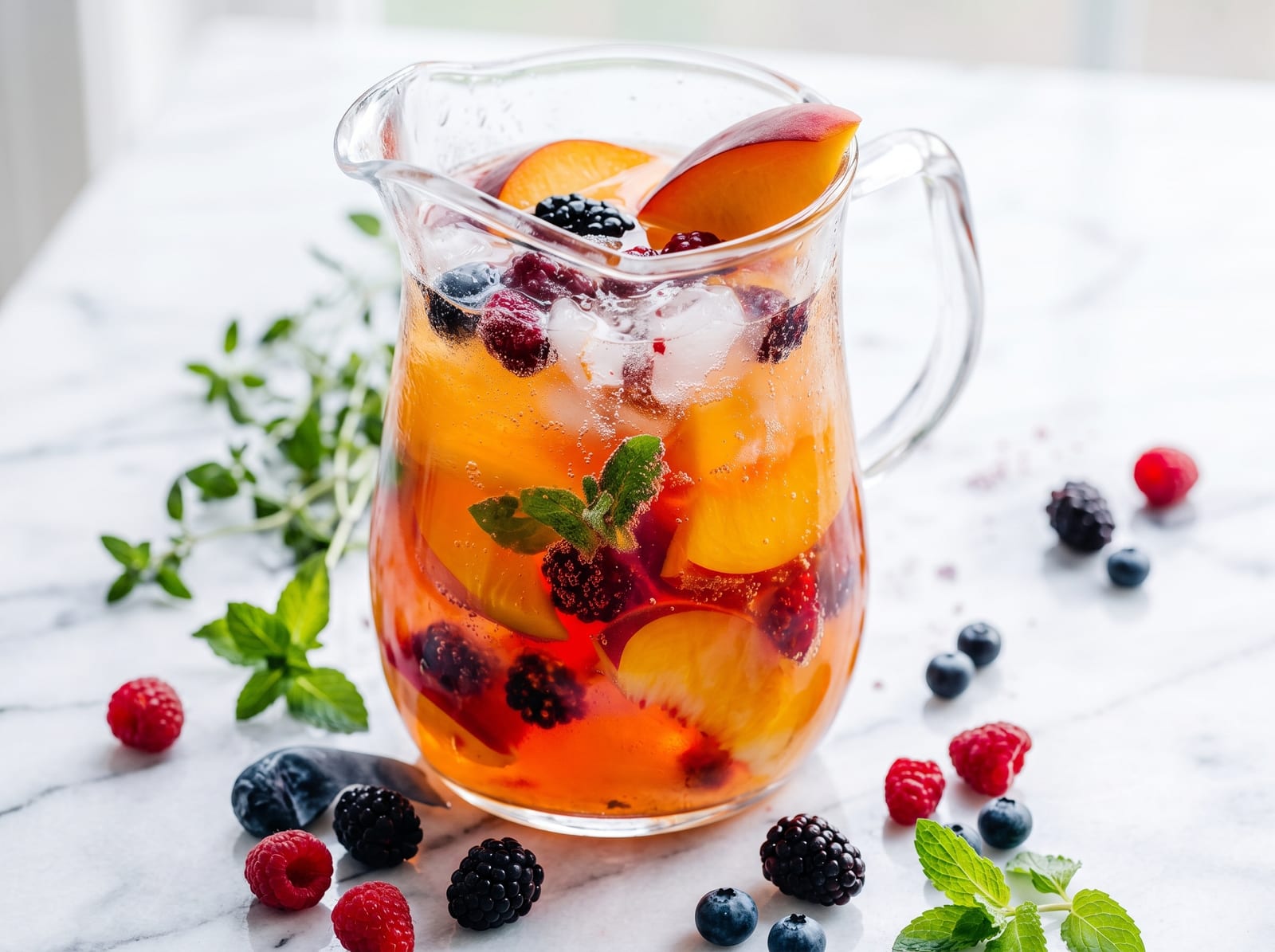 Sparkling Peach Berry Mocktail Sangria — step 3
