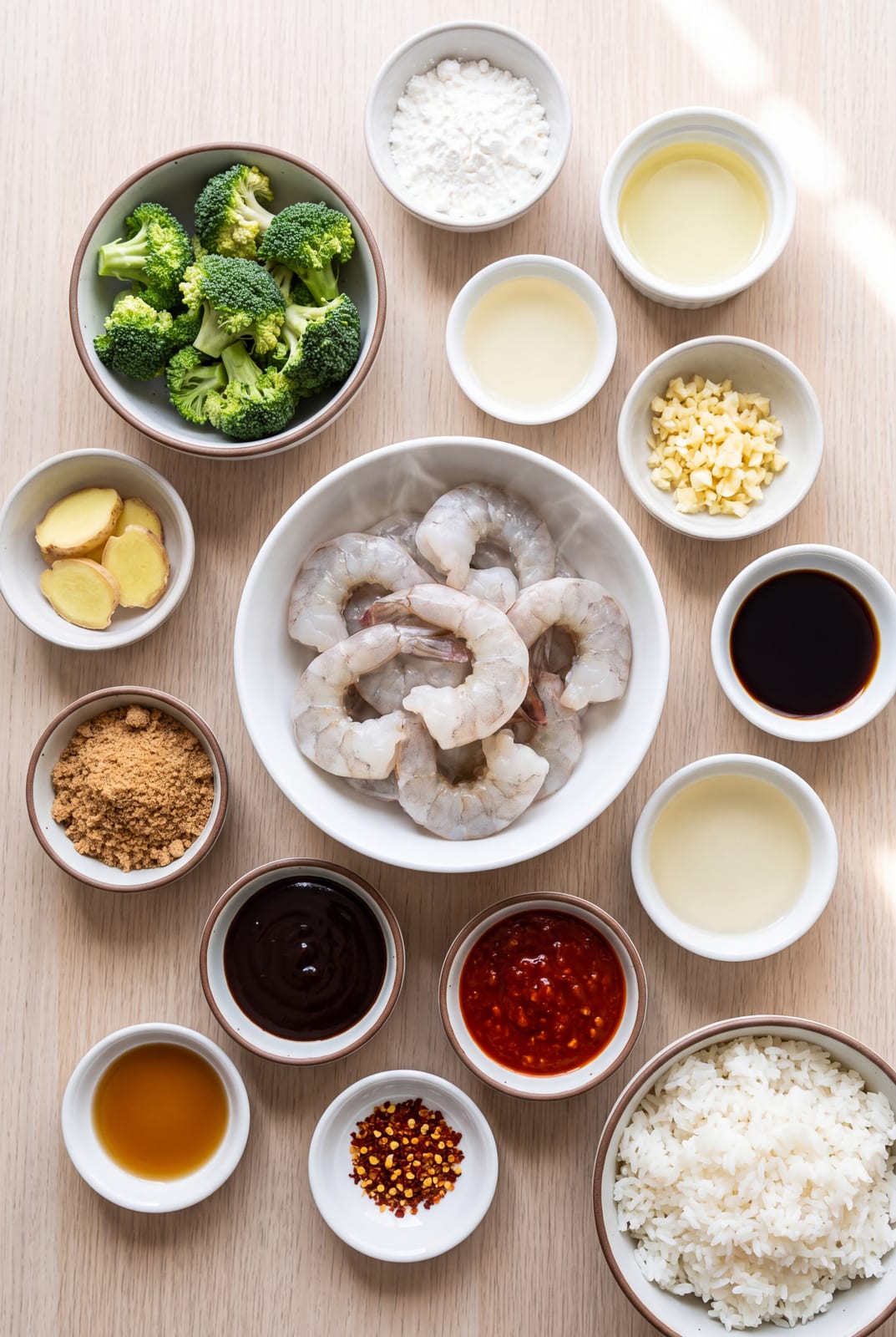 Spicy Szechuan Shrimp and Broccoli ingredients