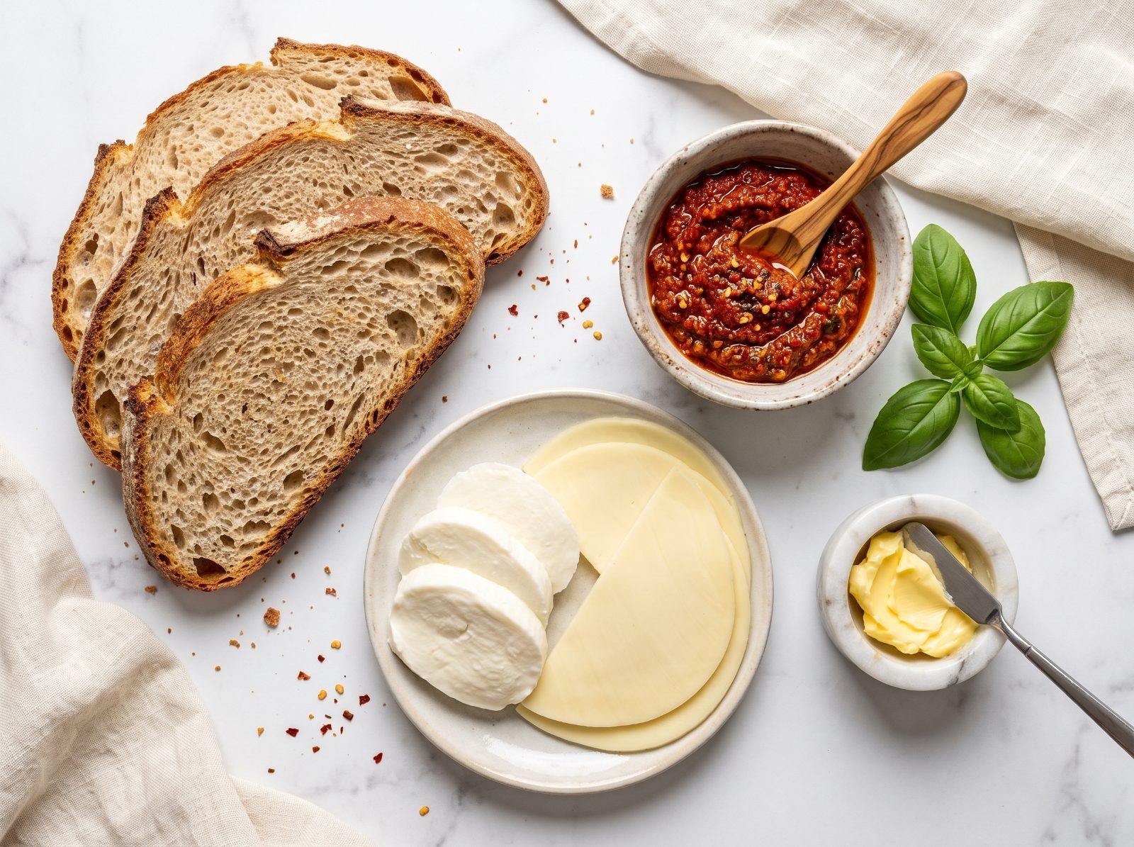Sun-Dried Tomato Pesto Grilled Cheese ingredients