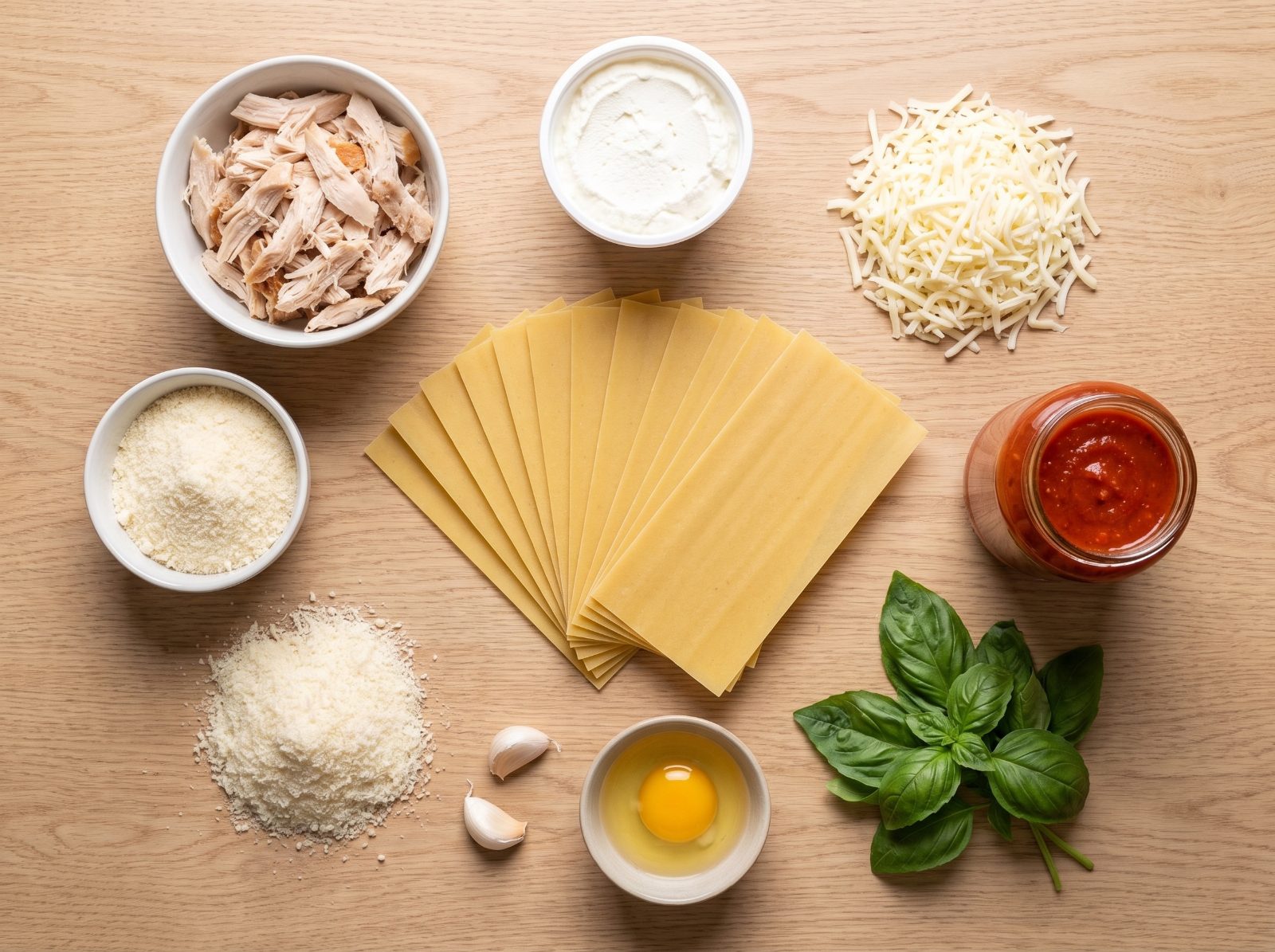 White Chicken Caprese Lasagna ingredients