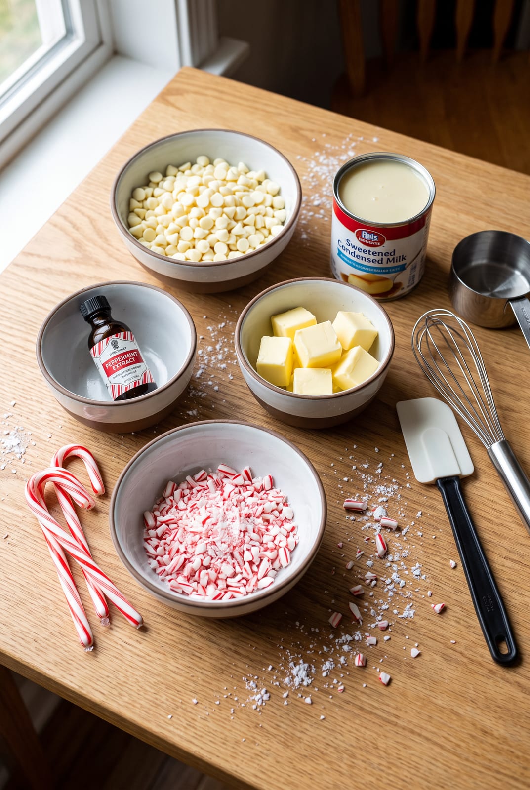 White Chocolate Candy Cane Fudge ingredients